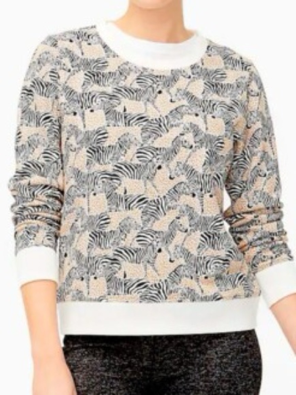 J. Crew Factory Zebra-Printed Crewneck Sweater